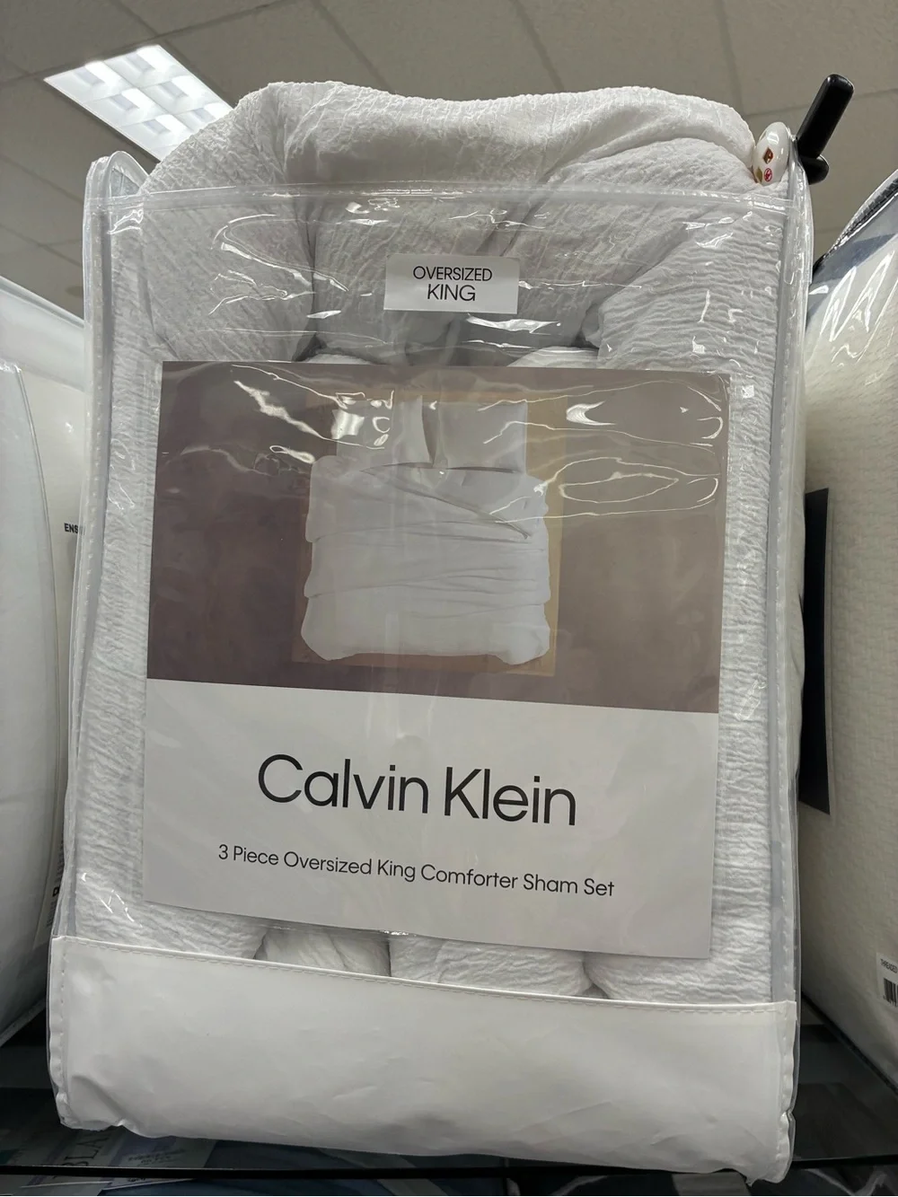 Calvin Klein White Oversized King Comforter Sham Set - Crisp White